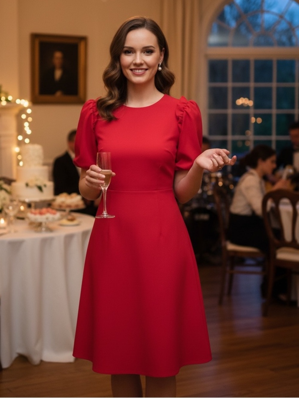 Lark & Ro. Vibrant Fuchsia Pink Midi Dress